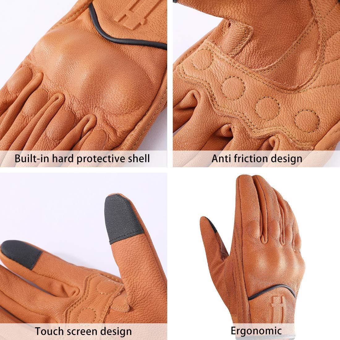Leather Motorcycle Gloves for Men