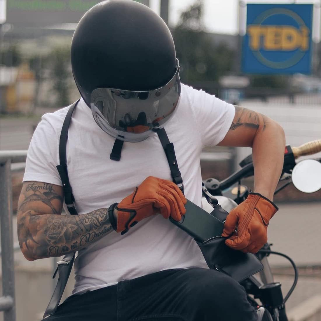Leather Motorcycle Gloves for Men