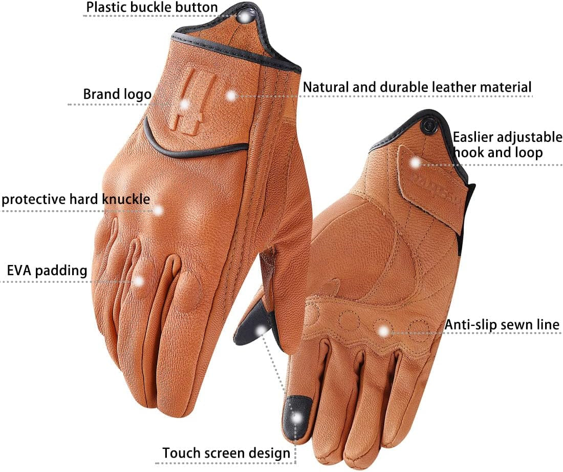 Leather Motorcycle Gloves for Men